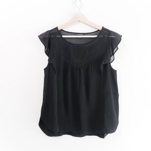 AMERICAN EAGLE BLACK CHIFFON SHIRT RUFFLE SLEEVE
